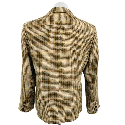 Orvis Multicolored Houndstooth Button Down Woven Silk Blazer Size 10