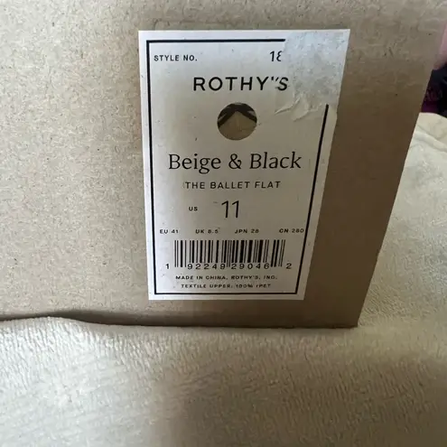 Rothy's The Ballet Flat in Beige & Black NIB Size 11