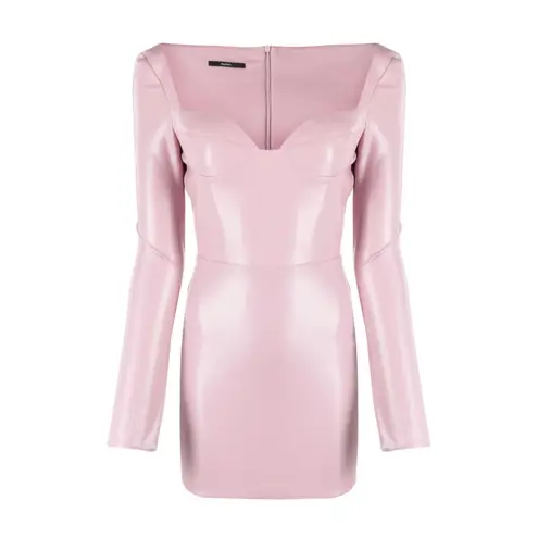 Alex Perry Patent Faux leather Long sleeve pink bodycon Mini Party Dress sz 8