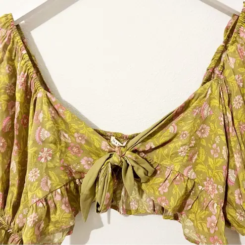 SPELL DAHLIA CROP TOP Tie Green Size Small S