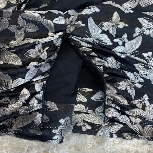 Majorelle One Shoulder Butterfly Metallic Silver Crop Top Sz Small