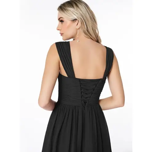 Azazie Black Angie Dress Sz A4 Aline Corset Chiffon Dress Formal Bridesmaid