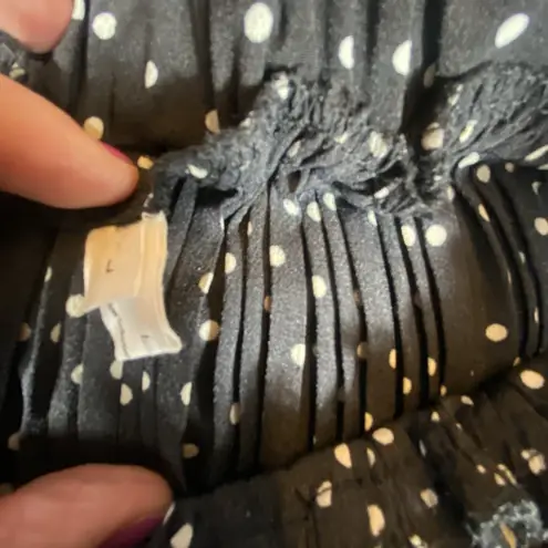 Exlura Pleated Skirt Large Black Polka Dot Maxi Stretchy Swing Flowy Feminine Black