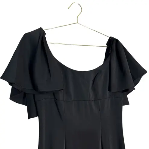 Mac Duggal NWOT Women’s Crepe Fitted Dress Short Ruffle Sleeves Black Size 6