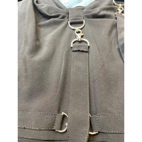 Moschino  Jeans Black Strappy Buckle Midi Dress Fishtail Hem