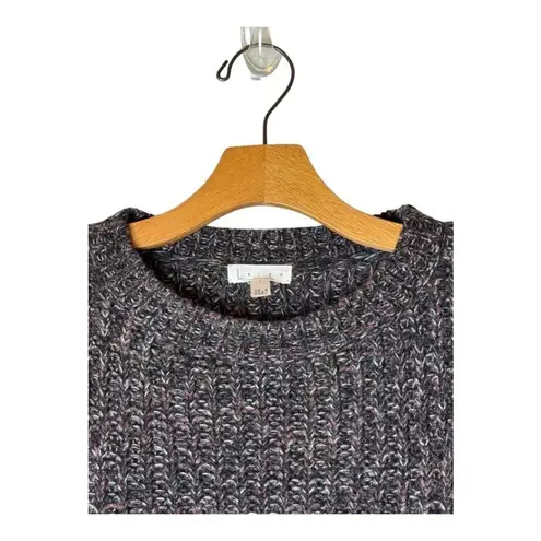 Leith Sweater Women Small Gray Purple Chunky Knit Wool Mohair Blend Crew Neck