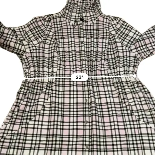 Torrid Plaid Flannel Hooded Anorak Jacket in Pink White Black Sz 3X Plus