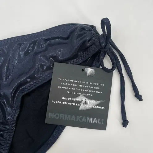 Norma Kamali Jason Bikini Bottoms Size Medium NWT True Navy Metallic Side Tie
