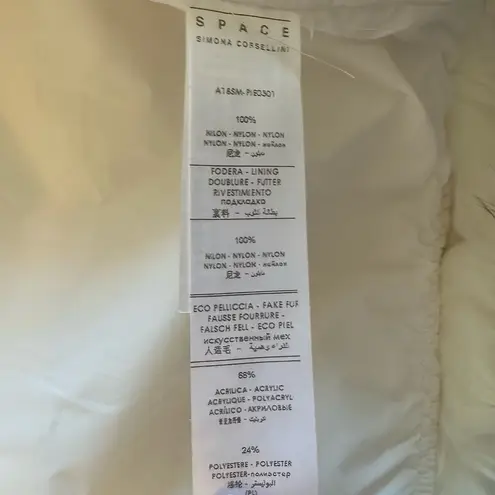 SPACE SIMONA CORSELLINI FAUX FUR DOWN JACKET DETACHABLE SLEEVES WHITE SIZE XS/40