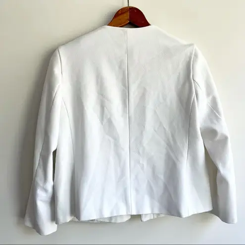 ZARA  Basic White Blazer No Collar Button up Size Small