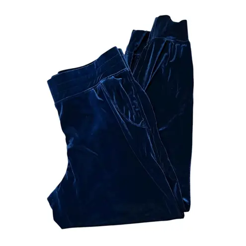 Liverpool Pull-On Stretch Velvet Joggers Midnight Blue Sz LG Holiday Pockets