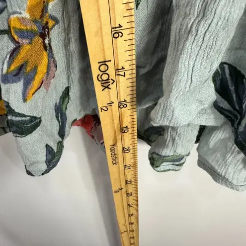 Patrons of Peace Top S Blue Floral Smocked Peplum Boho Cottagecore Festival