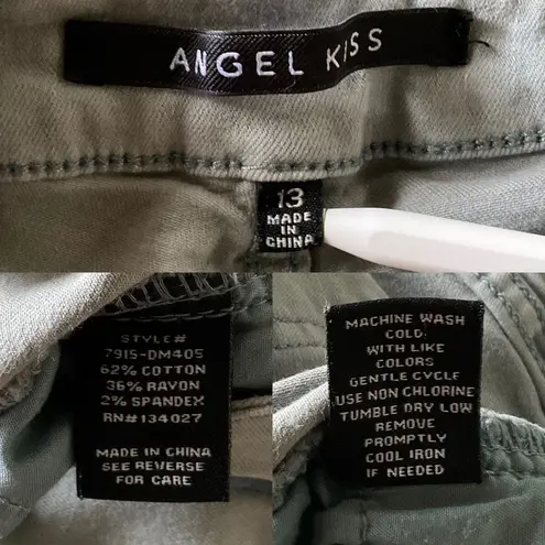 Angel Kiss Gray Blue Frayed Stretchy Jean Shorts 13