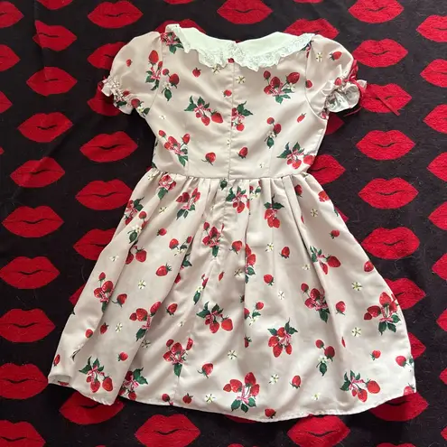 Ank rouge Japan kawaii dusty pink strawberry print dress S