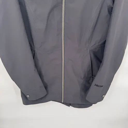 Marmot Lea Rain Jacket Womens Small Black Polyester Nylon Hood Zip Pockets