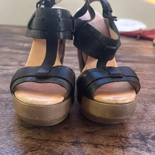 All Saints Stylish Black Leather Platform Sandals size 39