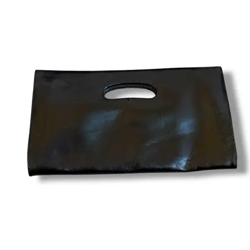 HOBO International Black Leather Clutch Bag Women’s Cutout Handle Foldover