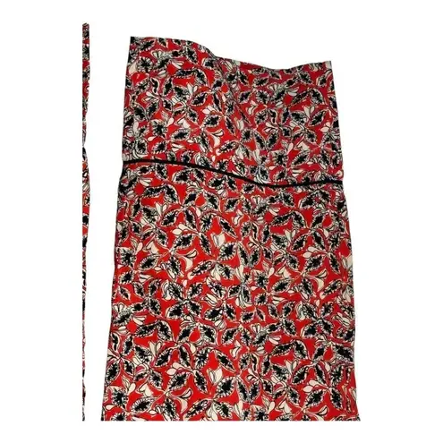 Marni Pants Womens 10 Red Silk Abstract Floral Print Flowy Wide Leg