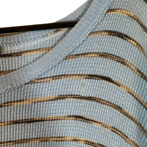 Michael Stars Blue Striped Cotton Blend Long Sleeve Blouse Women Sz OS