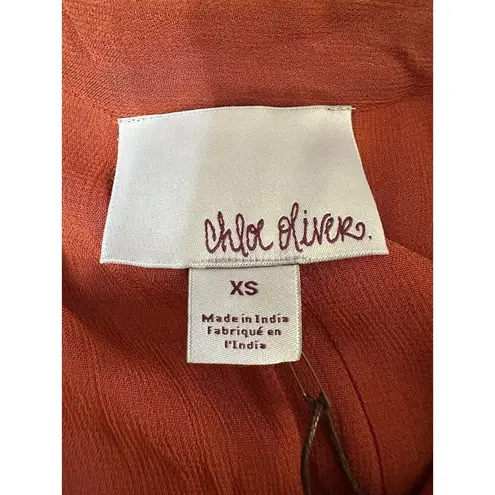 Chloe Oliver Beaded Rust Dress XS Oversized Dolman Sleeve