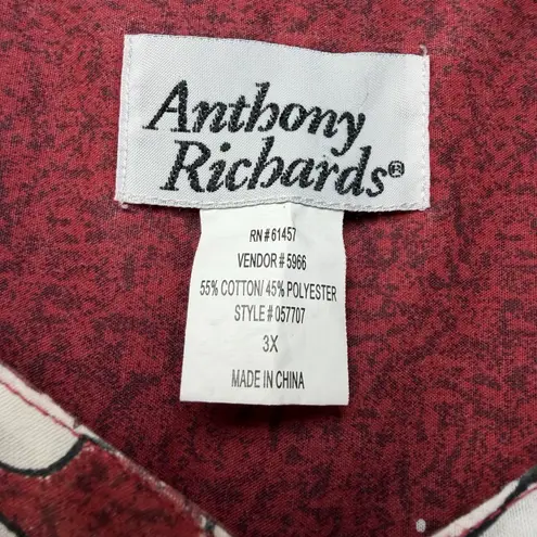 Anthony Richards Women's Red Floral Hawaiian MuuMuu House Dress Pockets 3XL Plus Size 3X