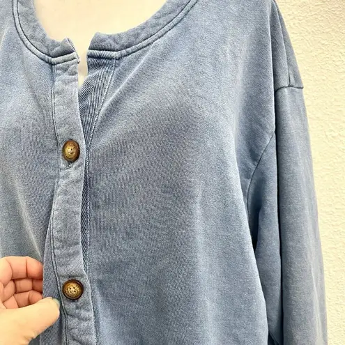 Poetry Hemp Organic Cotton Blend Sweater Cardigan Jacket Ocean Blue size 14