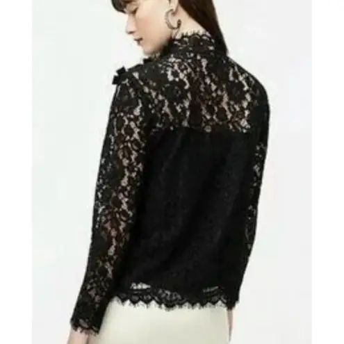 J. Crew MockNeck Top Blouse Floral Lace Red Button Ribbon Holiday Party Whimsy 4