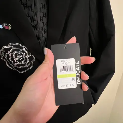 Karl Lagerfeld Black Blazer with Silver Floral Design size 4