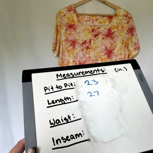 Coral Bay red and yellow floral cotton square neckline shirt women's size XL