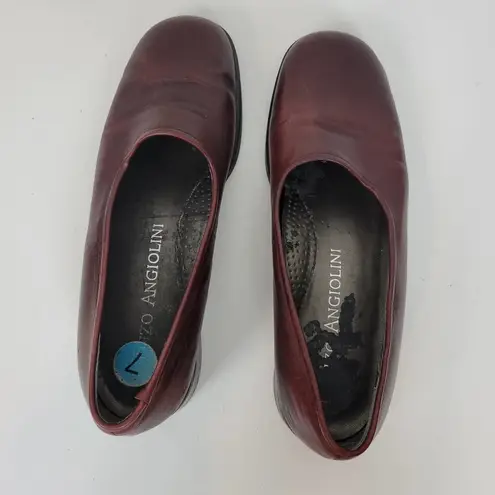 Enzo Angiolini Womens Shoes Size 7 Burgandy Leather Slip On Flat Loafers