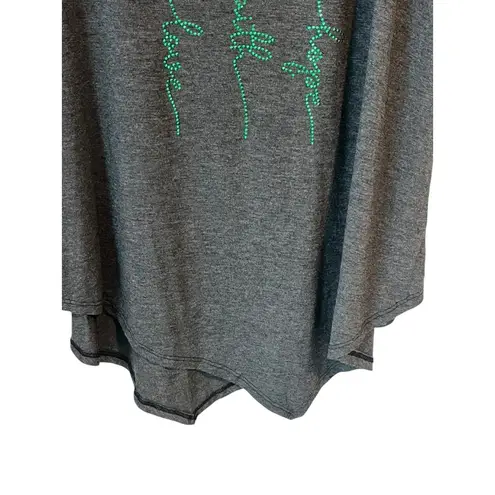 SJS Tunic T Shirt Womens 3X Gray Rinestone Flower Love Faith Hope Scoop Neck NWT