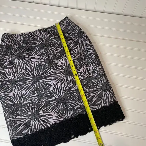 Don Caster Black & White Floral Silk Office Set Blazer & Skirt SET Size 6