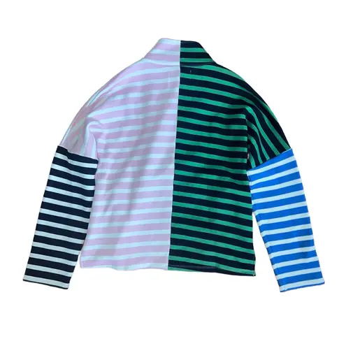 Addison Bay Color-block Striped Half Zip-Up - Green, Pink, Blue, Black SZ: Small