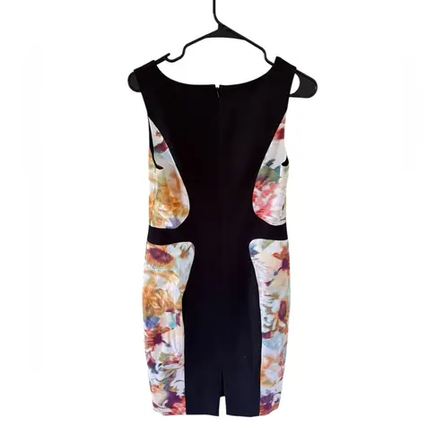Black Halo Annabelle Sheath Watercolor Midi Dress