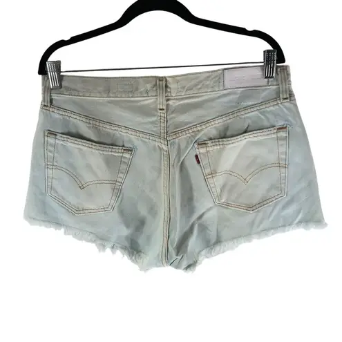 RE/DONE Levis Womens The Short Cotton High Rise Light Wash Button Fly Fringe 31