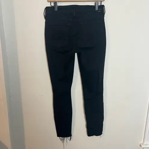 MOTHER Denim MOTHER- Looker Ankle Fray Guilty As Sin Stretch Black Denim