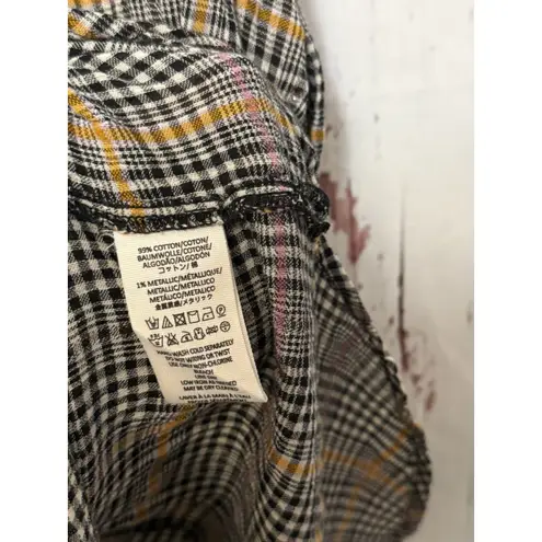 Free People  Break My Stride Plaid Button Up Shirt Long Sleeve Oversize Sze Small