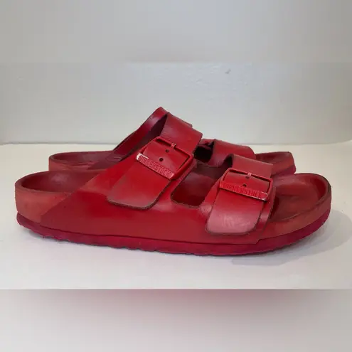 Valentino Garavani & Birkenstock Unisex Arizona Red Leather Sandals Sz 8.5 (39)