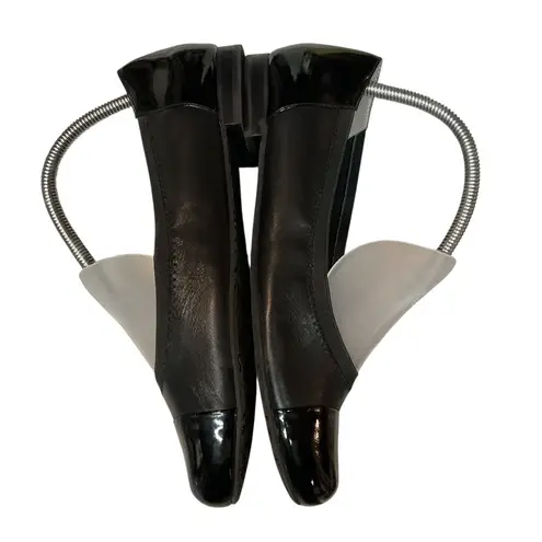 Ros Hommerson Rebecca Cap Toe Flat Black Leather Patent Slip