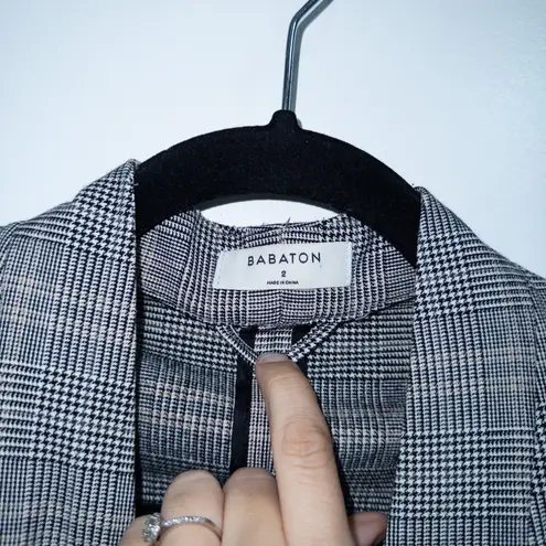 Babaton Black & White Glen Plaid Power Hip Blazer Size 2