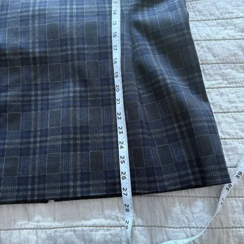 Susan Graver Double-Breasted Blazer Sz 12 Gray & Navy Plaid Office Career Staple