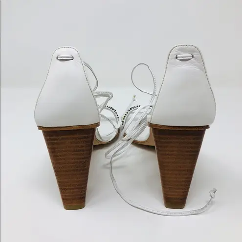 Moda PELLE white leather ankle wrap sandals