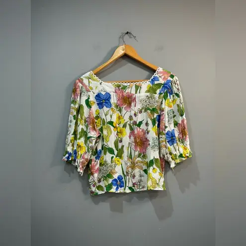 Laura Ashley Floral Button Up Blouse Size M EUC