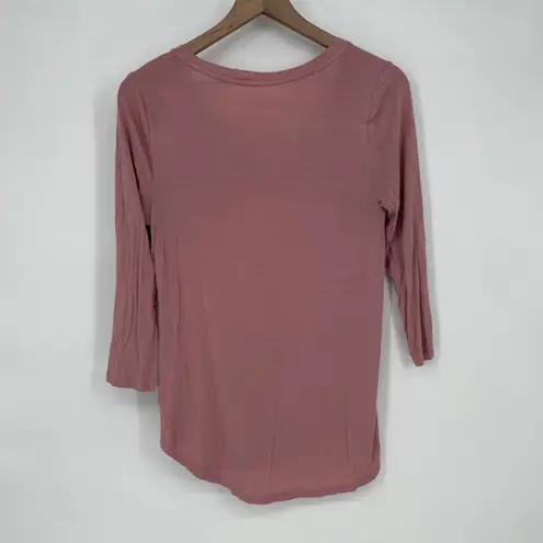 Soho New York & Company Jeans Pink Criss Cross Neck Soft Tee Shirt Size S