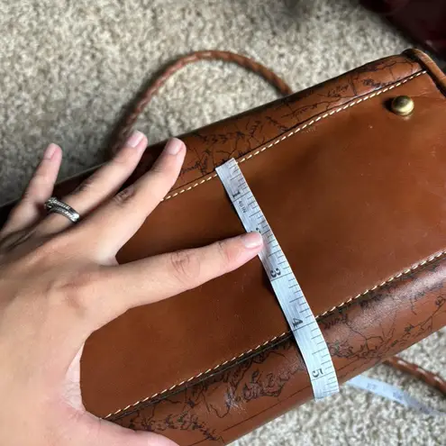 Patricia Nash Purse Leather Calvi Satchel Shoulder Bag Signature Map Riot Rust