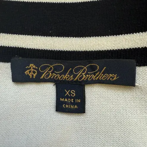 Brooks Brothers Silk Striped V-Neck Tennis Sweater Pullover Women's XS White