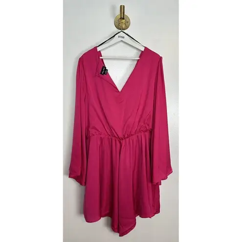 City Chic Plus Size Noelle Playsuit in Shock Pink Size L/20