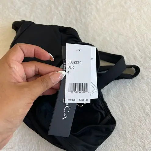 La Blanca Island Goddess Black Swim Top Front Twist 4 NEW