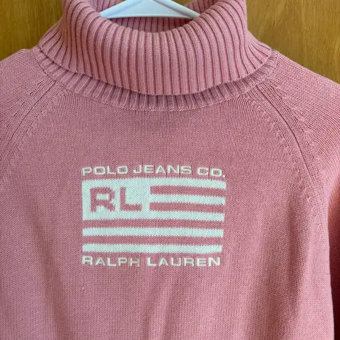 Polo Jeans Co. Ralph Lauren Pink Cotton Knit Turtleneck Sweater L/G Size L