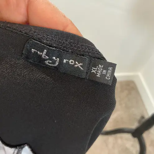 Ruby Rox Black & Gray Floral Sleeveless Dress - Empire Waist A Line Fit Flare Party